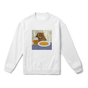 Bira, patates ve kedi Oversize Sweatshirt Ürün Görseli