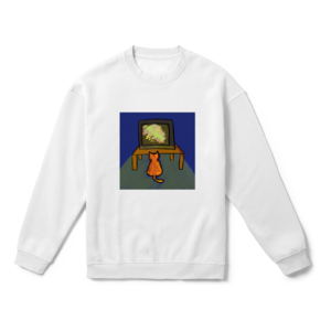 Televizyon izleyen kedi Oversize Sweatshirt Ürün Görseli