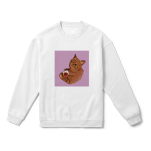 Tekir kedi çay içiyor Oversize Sweatshirt Ürün Görseli