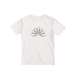 Lotus Çiçeği Tek Çizgi Sanatı S Basic Tshirt Ürün Görseli